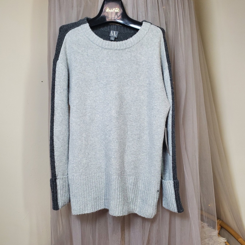 Worthington Crew Neck Sweater Long Dark Acadamia Colorblock Soft Scandi‎ Girl M